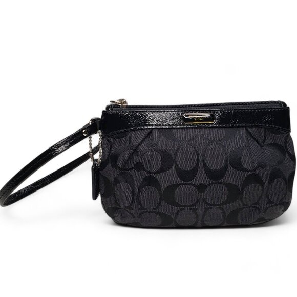 Coach Clutch Signature Embroidered Canvas Mini Wristlet Clutch Bag - Picture 2 of 8